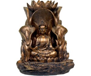 Brucia Incenso a Riflusso - Buddha con Loto Grande - In Resina